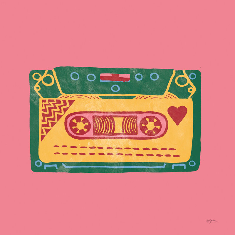 Cassette rétro «No Words Dark» par Mary Urban, H 12 po x l 12 po x P 1,25 po