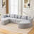 Boneless Sectional 114.9" With Curved Design, - Combined Layout, And Soft Boucle Upholstery For Grey Home Ability, Comfortable In-1676935120