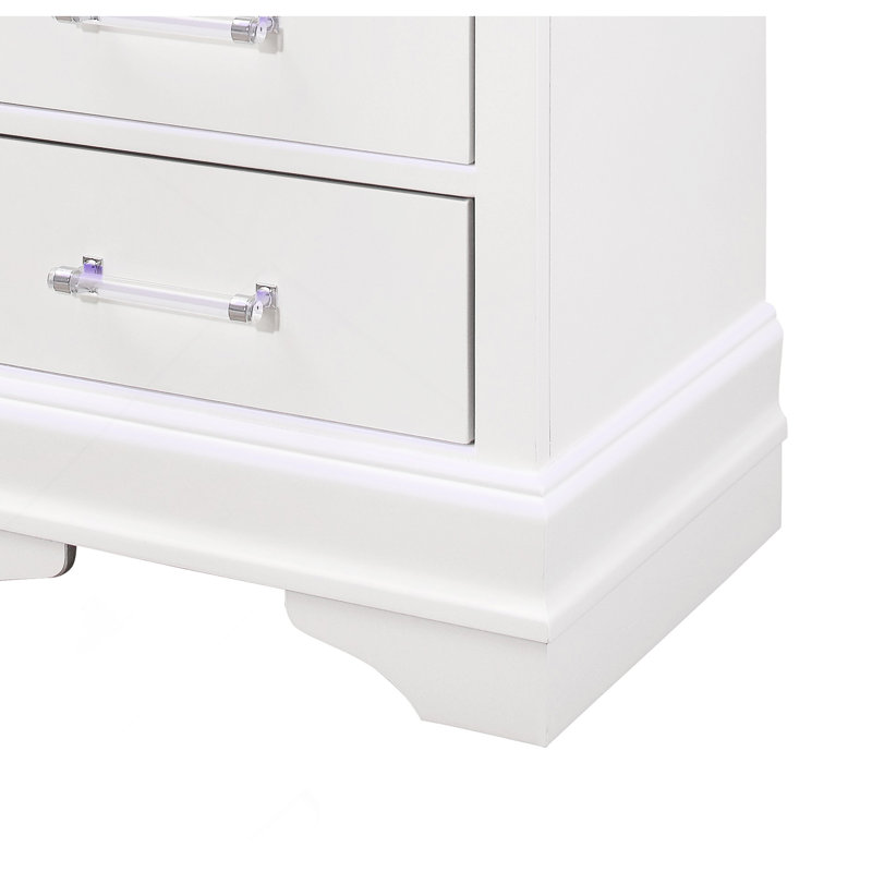 Table de chevet blanche Charlton avec DEL, Blanc