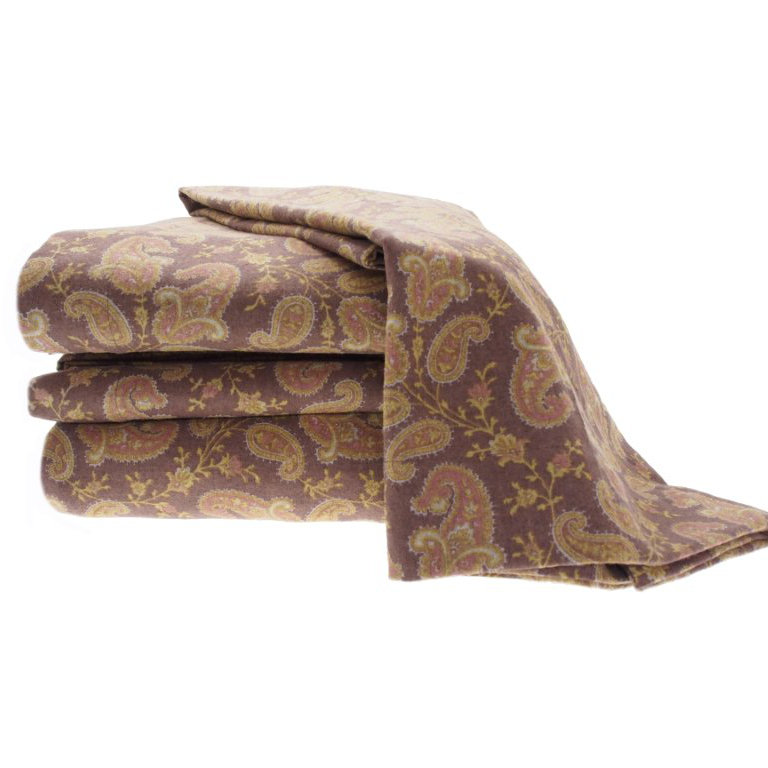 Heather 100% Cotton Standard Paisley Sheet Set, Twin Sheet Set with 1 Pillowcase, Brown