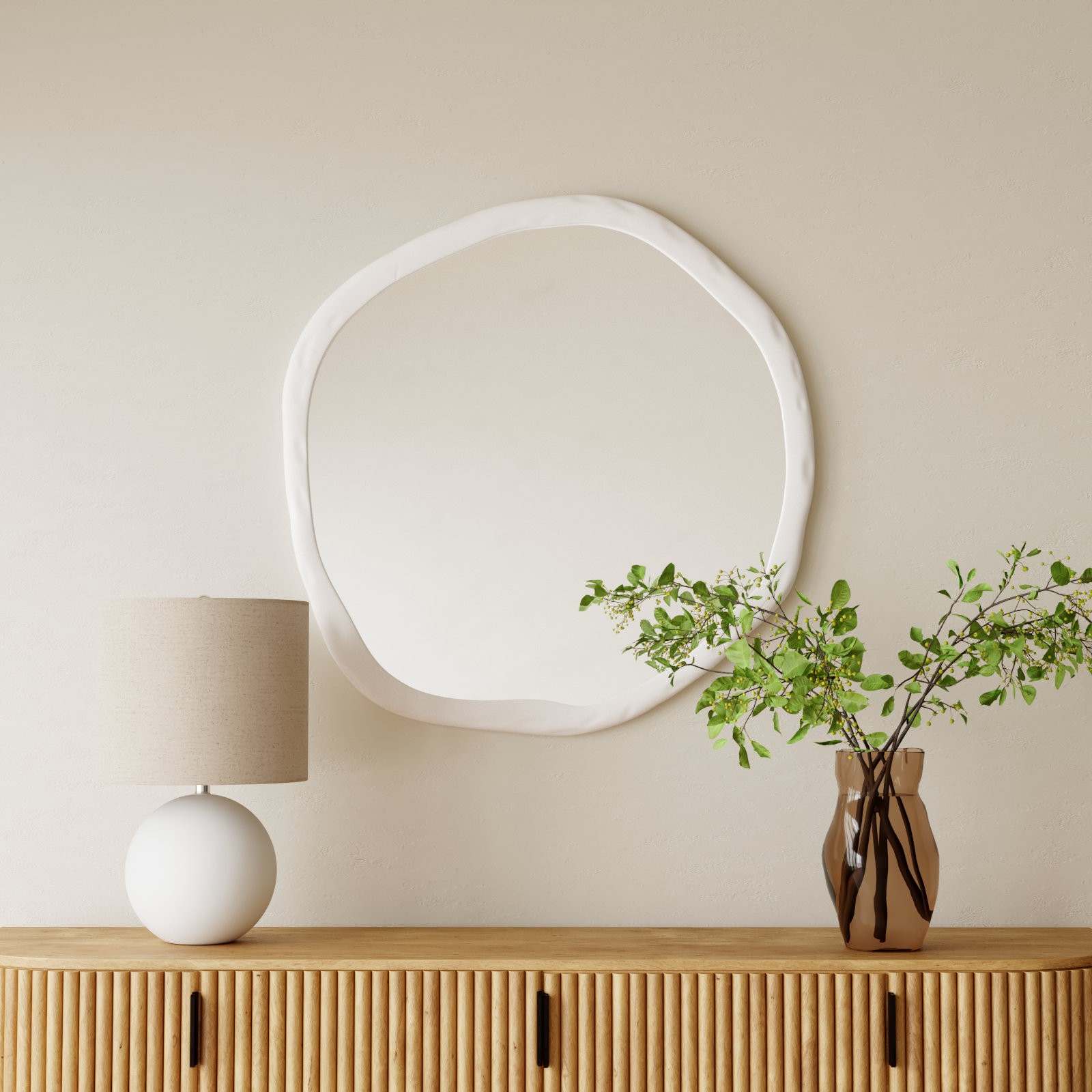 Nola Distressed Accent Mirror, 24" x 24", White