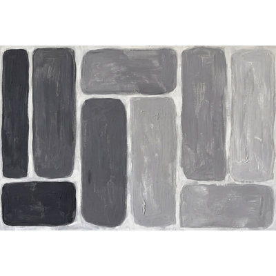 Rounded Rectangles Wallpaper Gray Monochrome Painted Texture Wall Mural