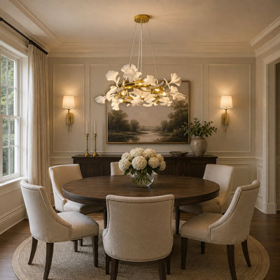 Transitional 8 Light Acrylic Leaf Chandelier