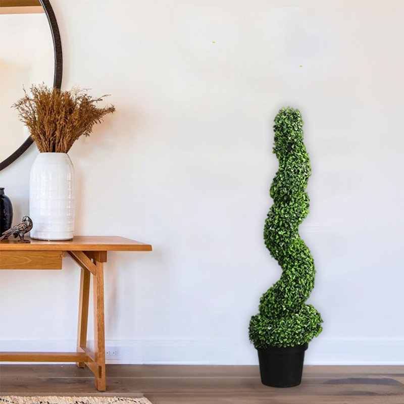 Topiaire artificiel 100 cm faux buis réaliste - Entretien intérieur / extérieur robuste - Résistant aux intempéries