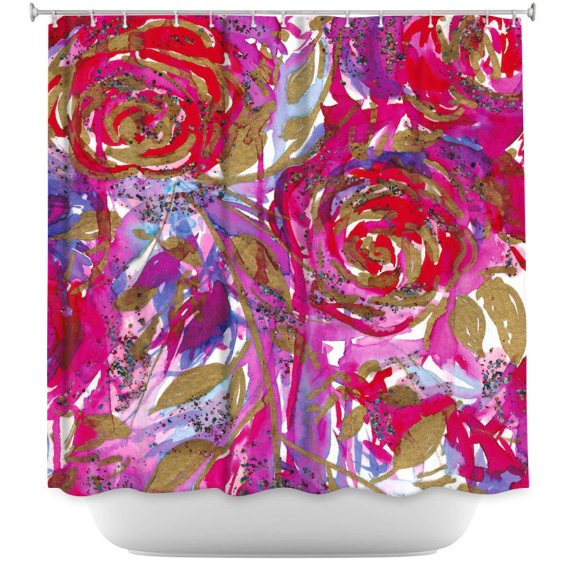 Rideau de douche simple à combustion rose