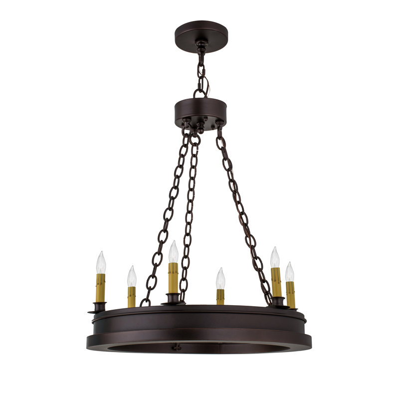 Lustre en roue de chariot à 6 lumières de style bougie Tebikerei