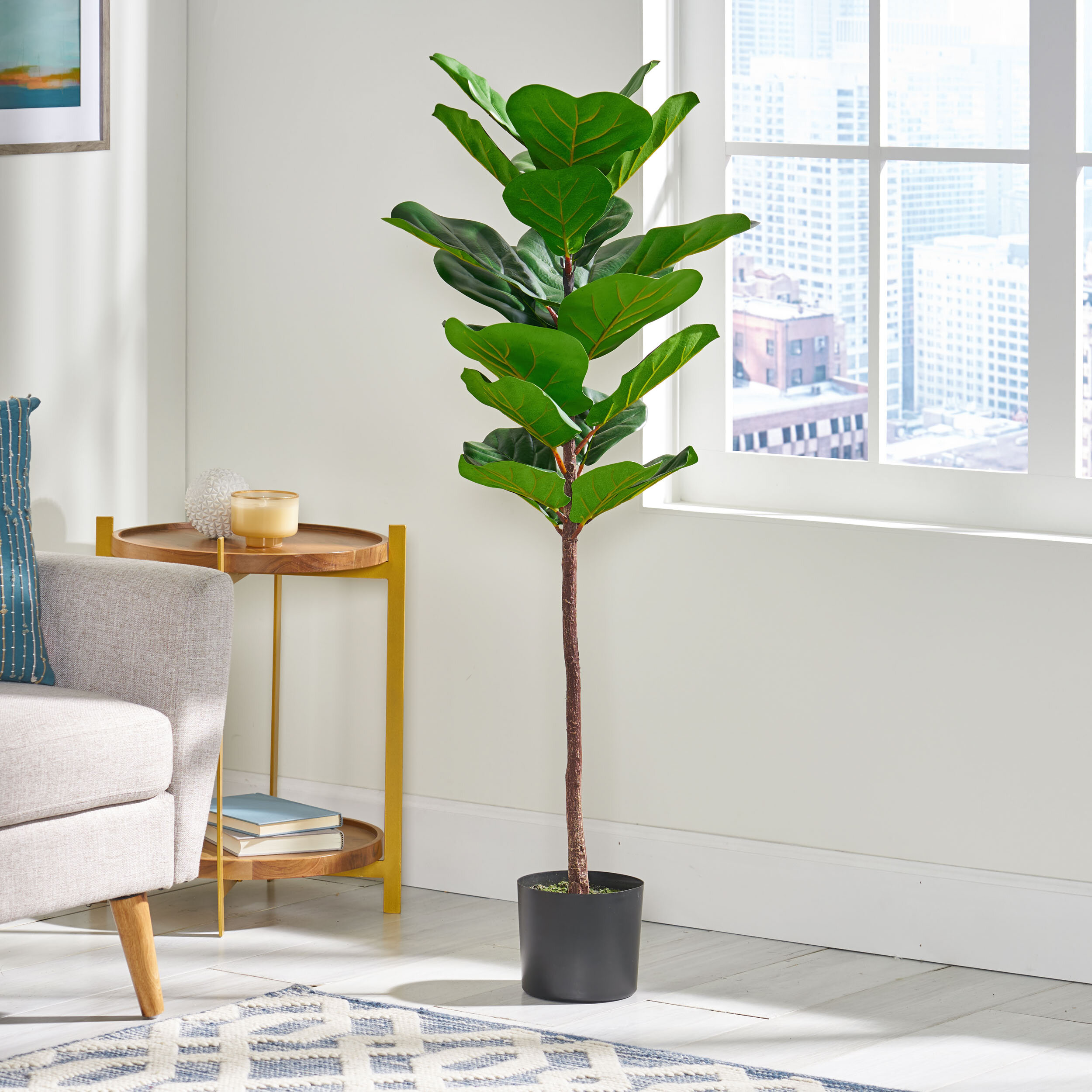 Primrue Achilles Artificial Fiddle-leaf Fig Tree In Pot & Reviews 