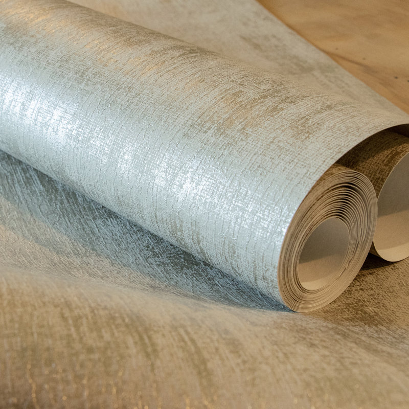 Universe Mercury Metallic Plain Texture Design Wallpaper Roll, Cream
