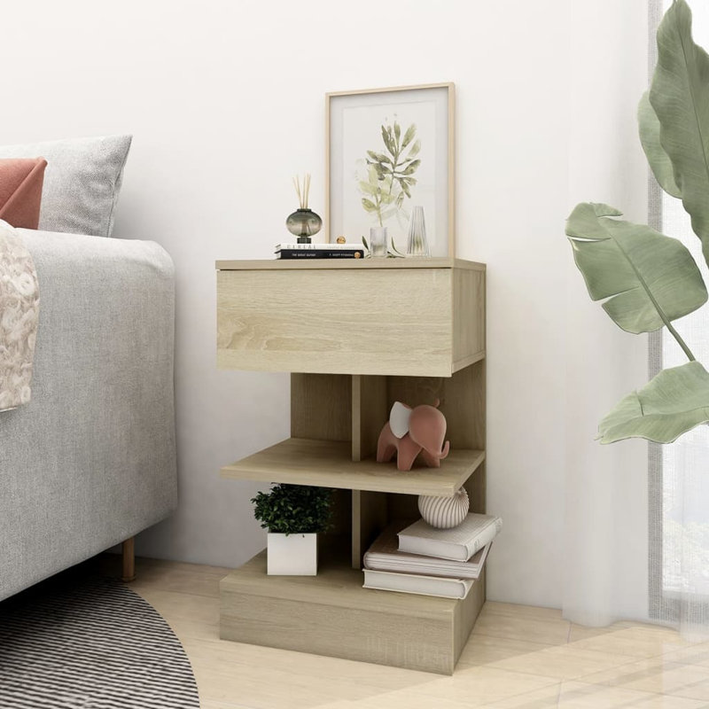 Gilliane Bedside Cabinet 40x35x65 cm Engineered Wood, Old Wood, Old Wood, Set of 2