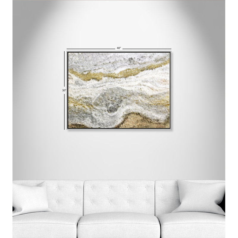 Agate métallique 1 - Cadre flottant, reproduction d'art sur toile, H 30 po x l 40 po x P 2 po, Cadre argenté