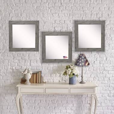 Set of 3 Wooden Square Mirrors