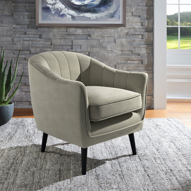 Arim Upholstered Barrel Chair, Gray Polyester Blend