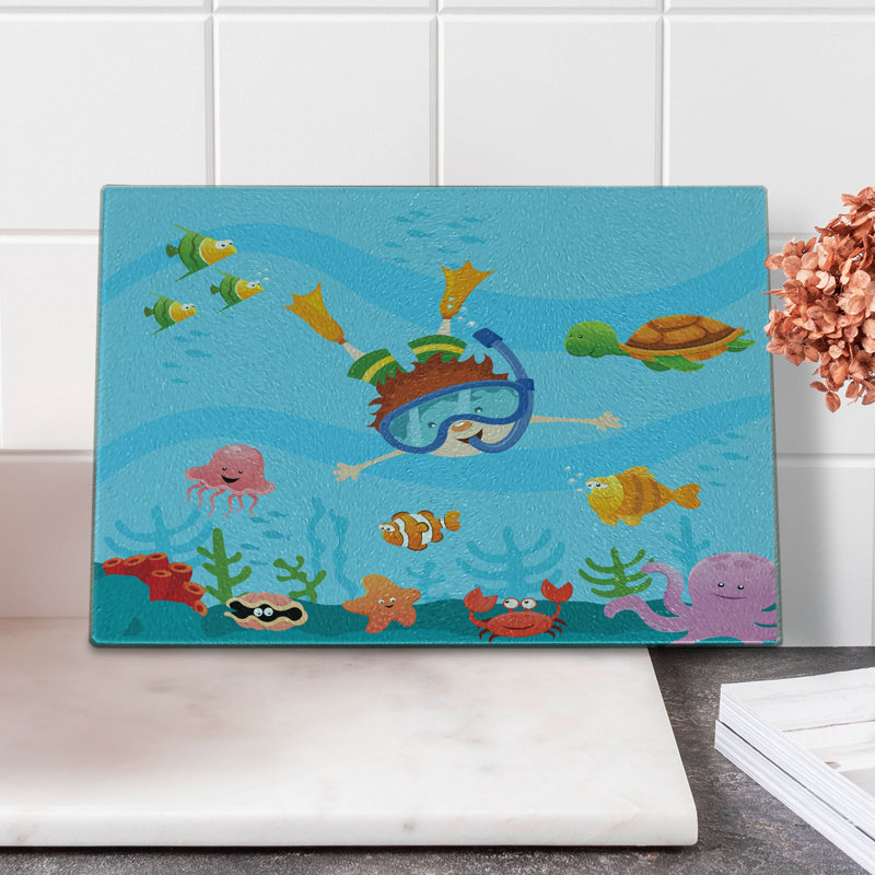 Multicolore, planche à découper en verre trempé Ambesonne Marine