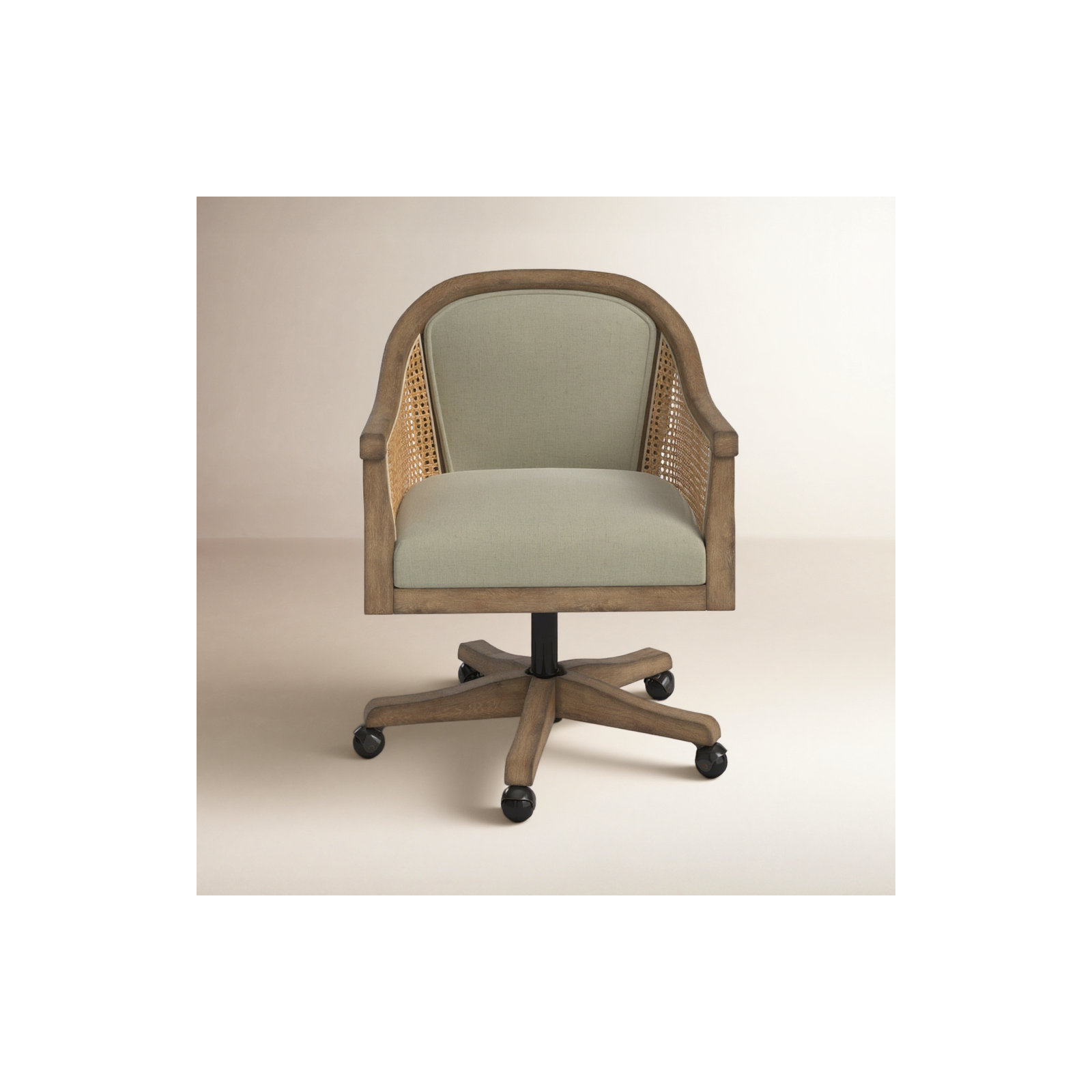 Ackeron Solid Wood Home Office Task Chair, Linen