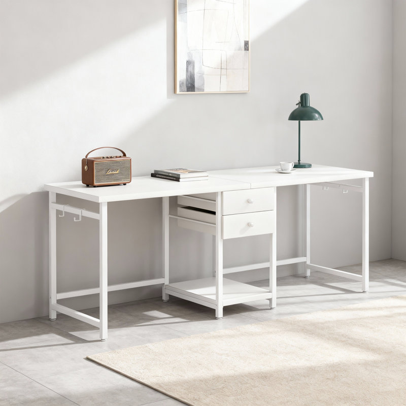 Rushali Metal Base Writing Desk, White