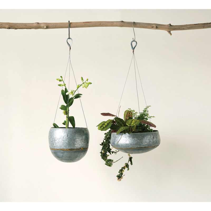 Pot rond rond en métal galvanisé, H 6,1 po x l 12,2 po x P 12,2 po