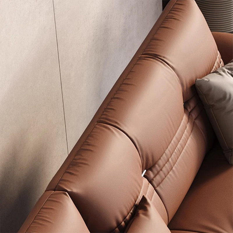 Canapé modulaire orange en cuir véritable, H 33,46 po x l 110,24 po x P 37,4 po, 4
