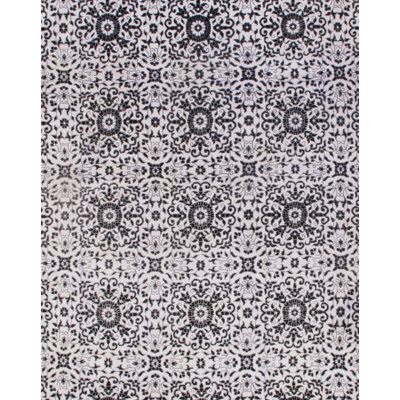 Silk Floral Area Rug in Black