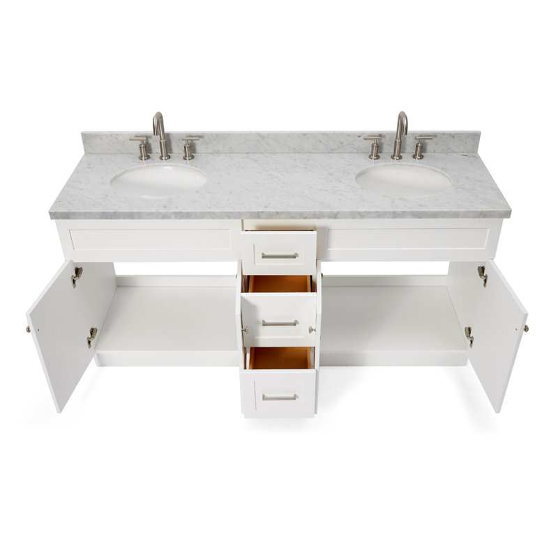 Ensemble de meuble-lavabo double 73 po Abell, Blanc