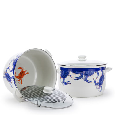 Golden Rabbit Enamelware Blue Crab 18 Qt. Stock Pot