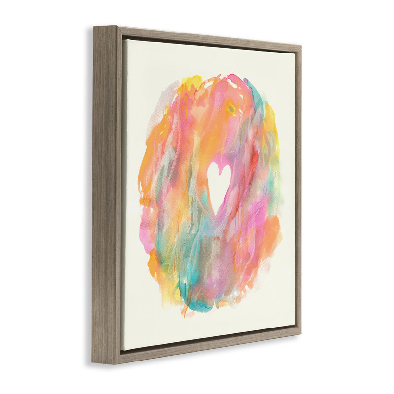 Abstrait cœur fluide pastel mélangé, Cadre flottant orme Montalcino, H 25 po x l 25 po