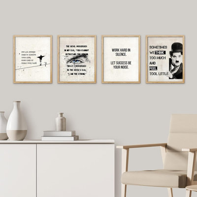Charlie Chaplin noir et blanc 4 pièces