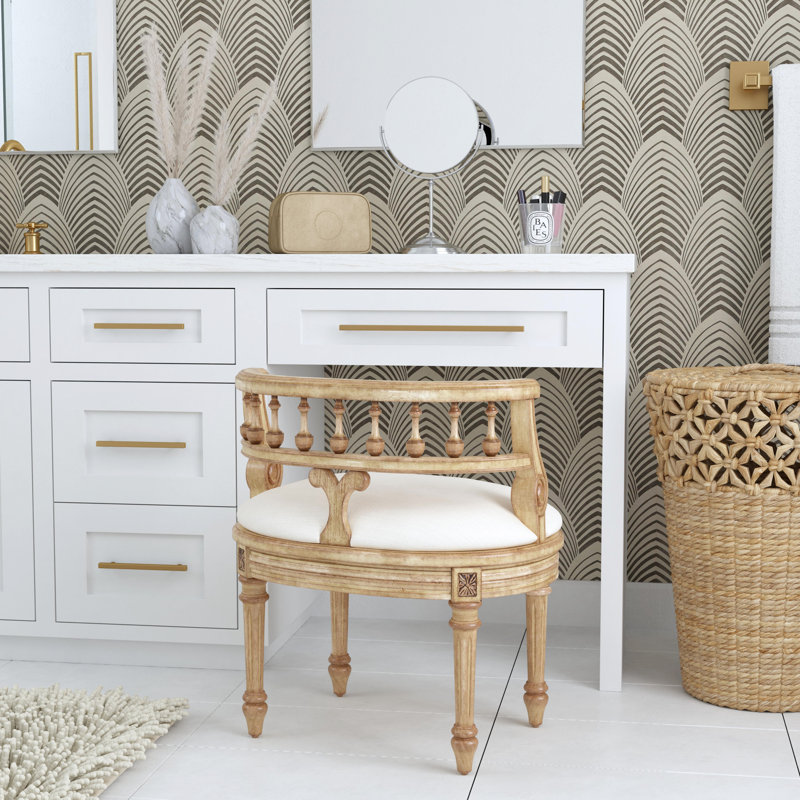 Tabouret de coiffeuse Danali, Beige antique