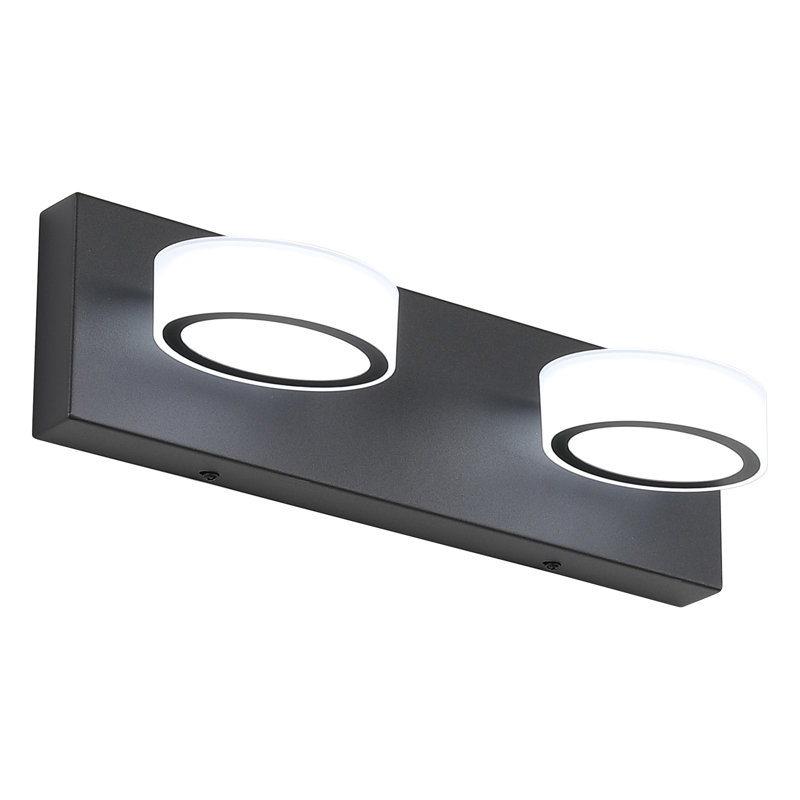 Éclairage pour meuble-lavabo à DEL Macfadden, haute transmittance et intensité variable avec rotation à 270 °, Noir mat, 2