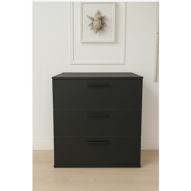 Commode noire à trois tiroirs Morgan