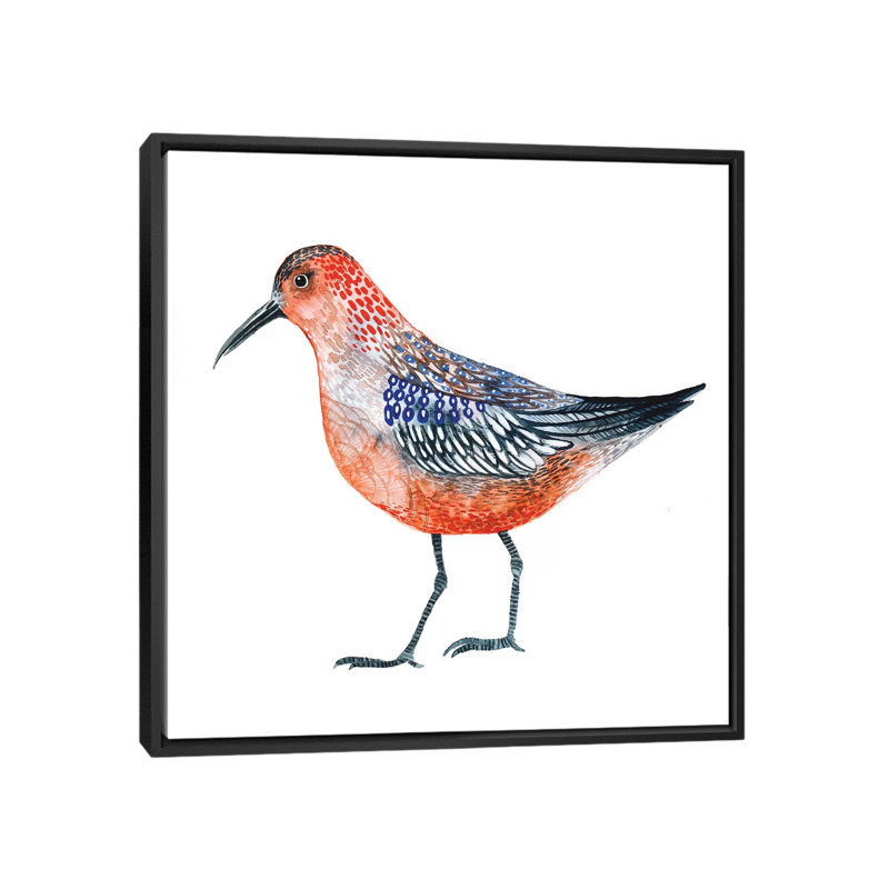 « red oiseau », impression sur toile, H 26 po x l 26 po x P 1,5 po, Toile avec cadre flottant noir, Pas de tapis