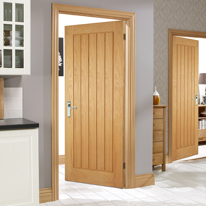 Mexicano Internal Door, Unfinished Oak, 204cm H x 92.6cm W x 4cm D