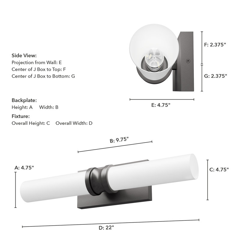 Lenlock 2 - Light Dimmable Vanity Light, Black, White