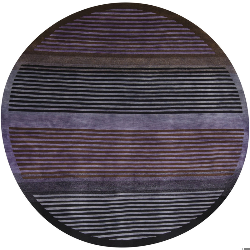 Aadi Hand Knotted Wool Area Rug, Round 7'9", Blue,Black,Red,Pink,Purple,White,Orange,Green