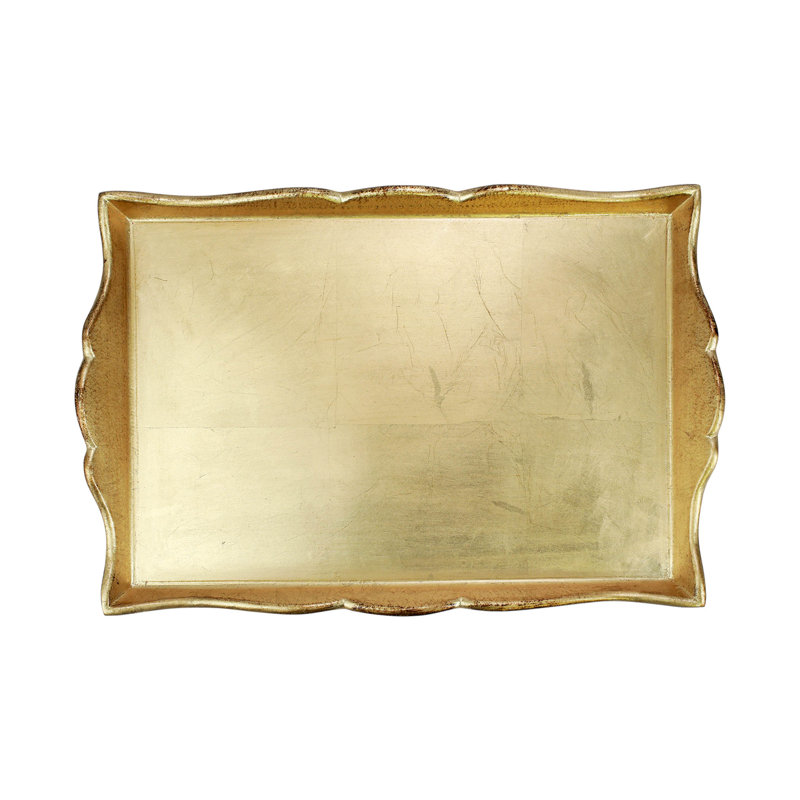 Plateau de coiffeuse Florentine, H 1,5 po x l 12,75 po x L 19 po, Or