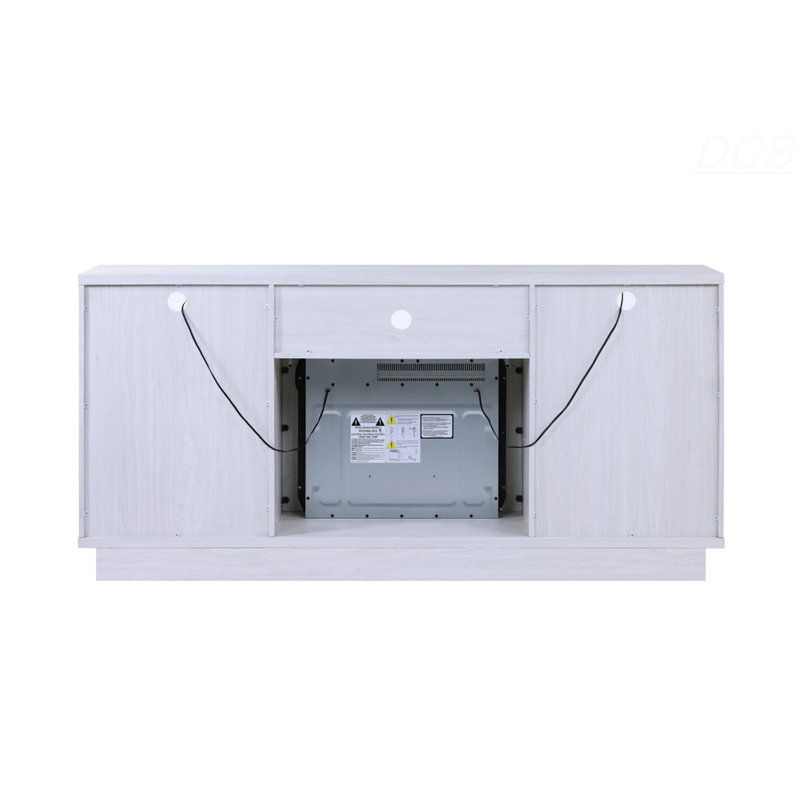 Meuble télé avec foyer 70 po et finition noyer 70 po avec éclairage DEL, armoires, tablettes, meuble télé
