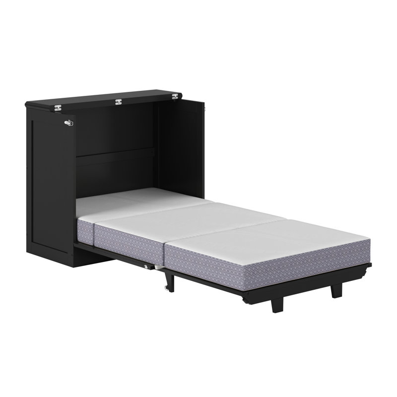  Commode escamotable avec matelas 6 po Charleston, Très grand simple, Noir