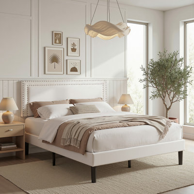 Velvet Tufted Bedroom Set With Bed And 2 Nightstands, No Box Spring Needed Upholstered Platform Bed