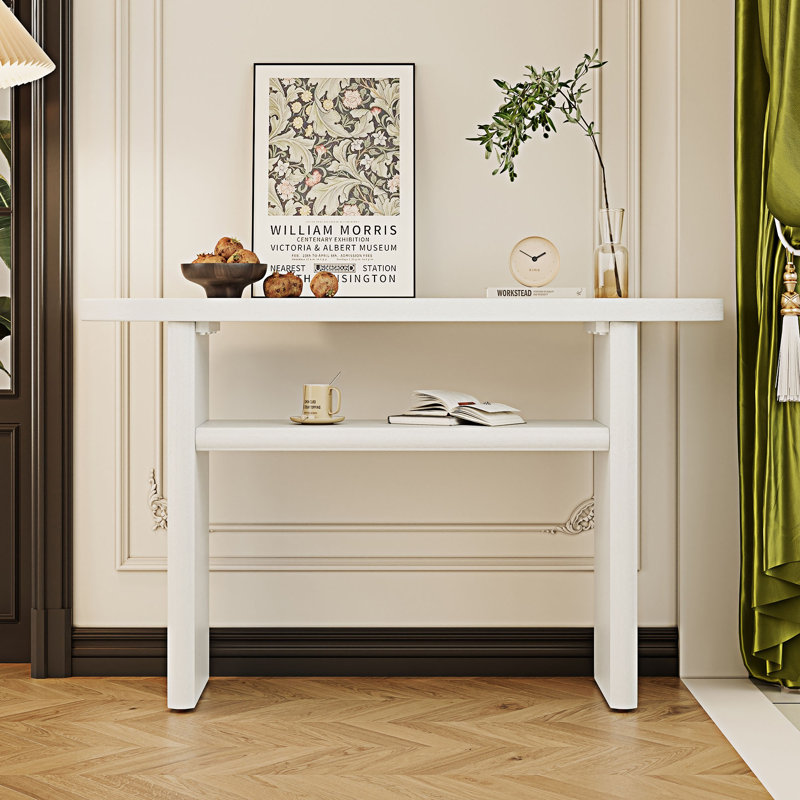 Console minimaliste avec tablette, Blanc antique