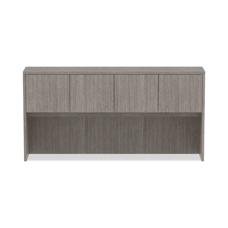 Gray Woodgrain Laminate Office Hutch with Doors