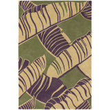 Alfred Shaheen Floral Handmade Tufted Wool Green/Purple/Beige Area Rug