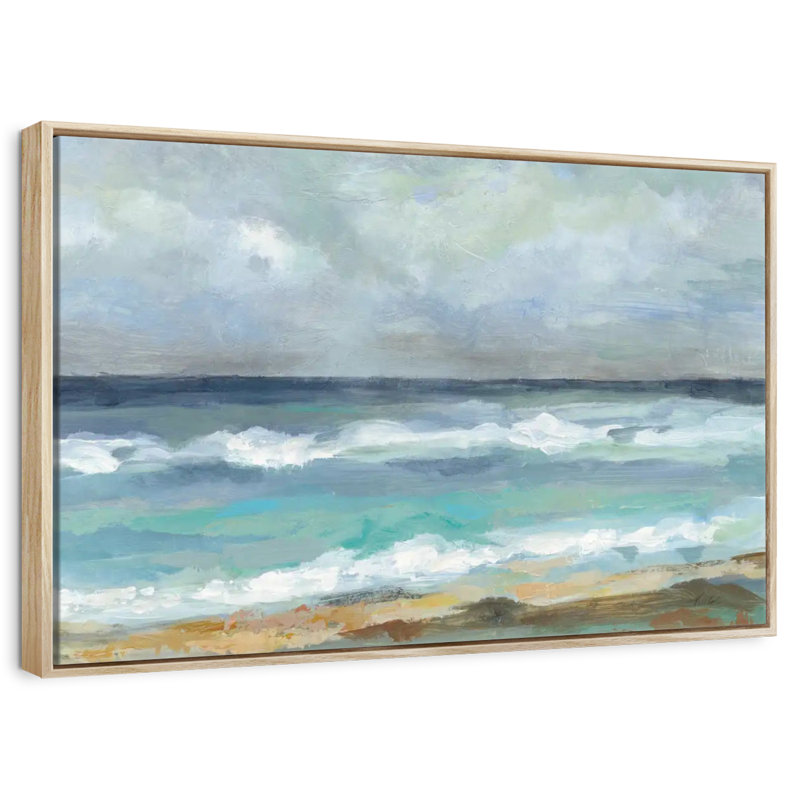 Jour de la mer, Cadre flottant en bois naturel, 25 po x 17 po