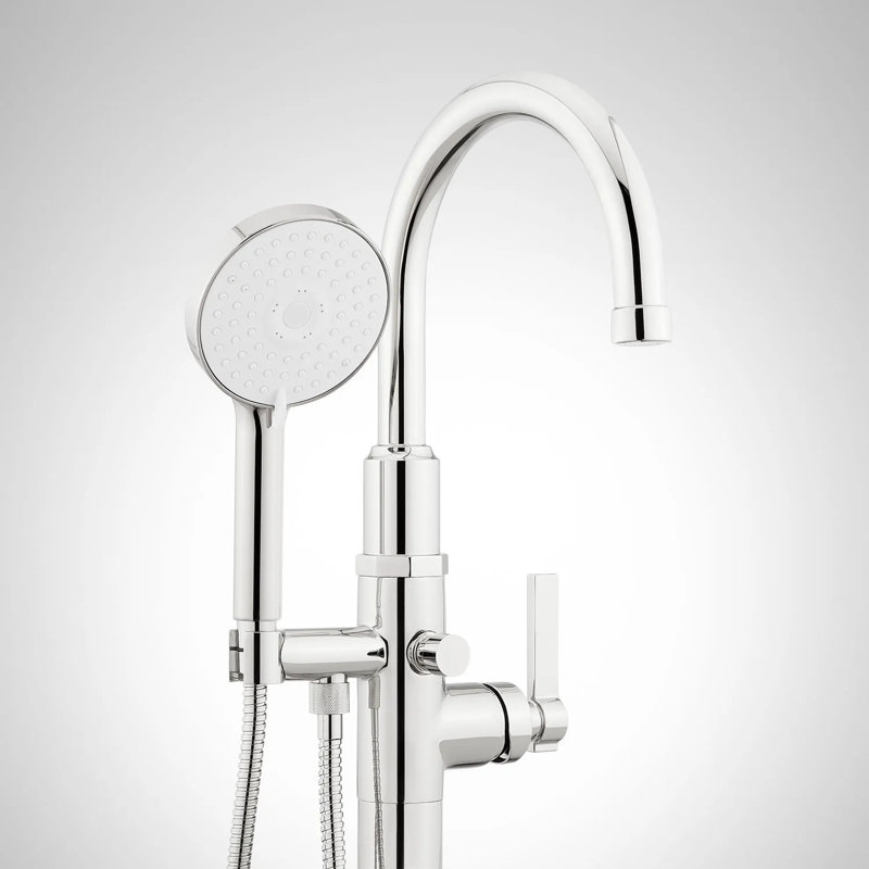 Chrome Freestanding Tub Filler with Hand Shower