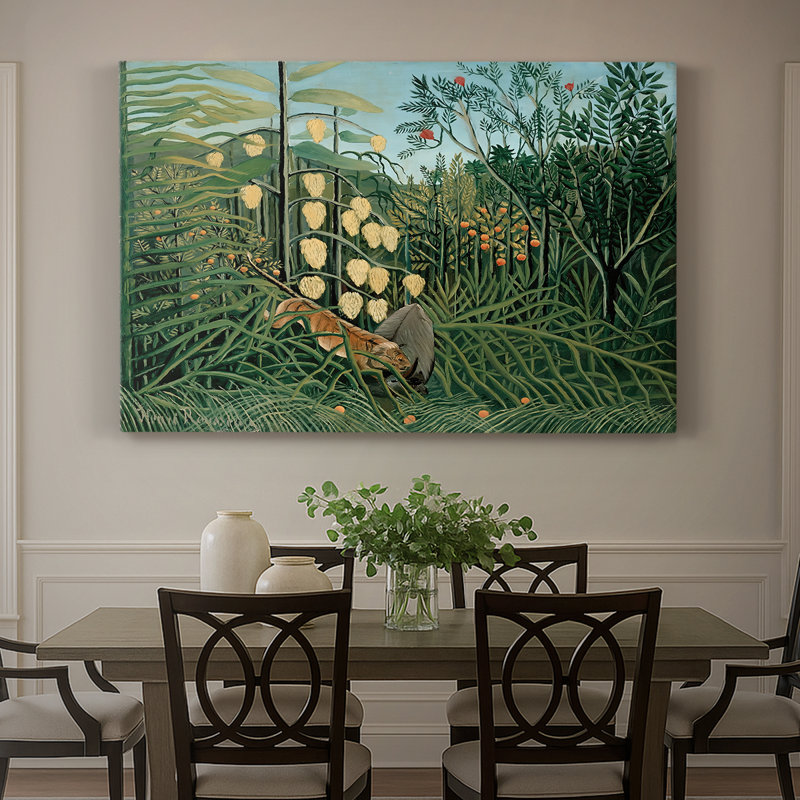 Combat entre un tigre et un buffle - Henri Rousseau - Toile tendue avec châssis - 1908, 40 po x 60 po