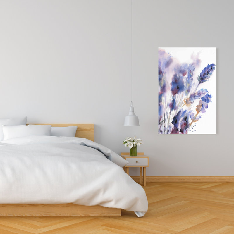 Watercolor Lavender Flowers with Blur Effect - Botanical Canvas