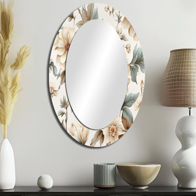 Vintage Florals - Floral Oval Decorative Mirror On Metal