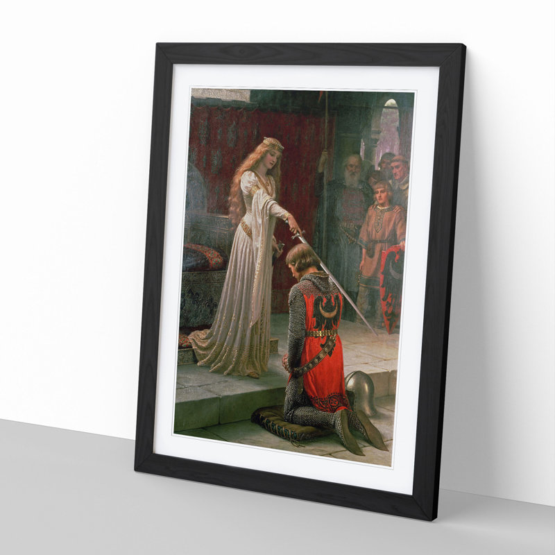 The Accolade by Edmund Leighton - Picture Frame Painting, 65cm H x 48cm W x 2cm D, Black