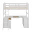 Lit mezzanine simple avec tiroirs, armoire, tablettes et bureau