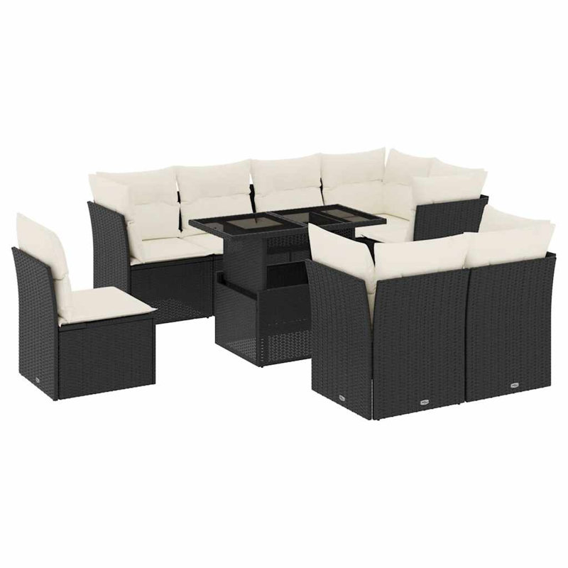 Vidaxl Garden Sofa Set Black And Cream White