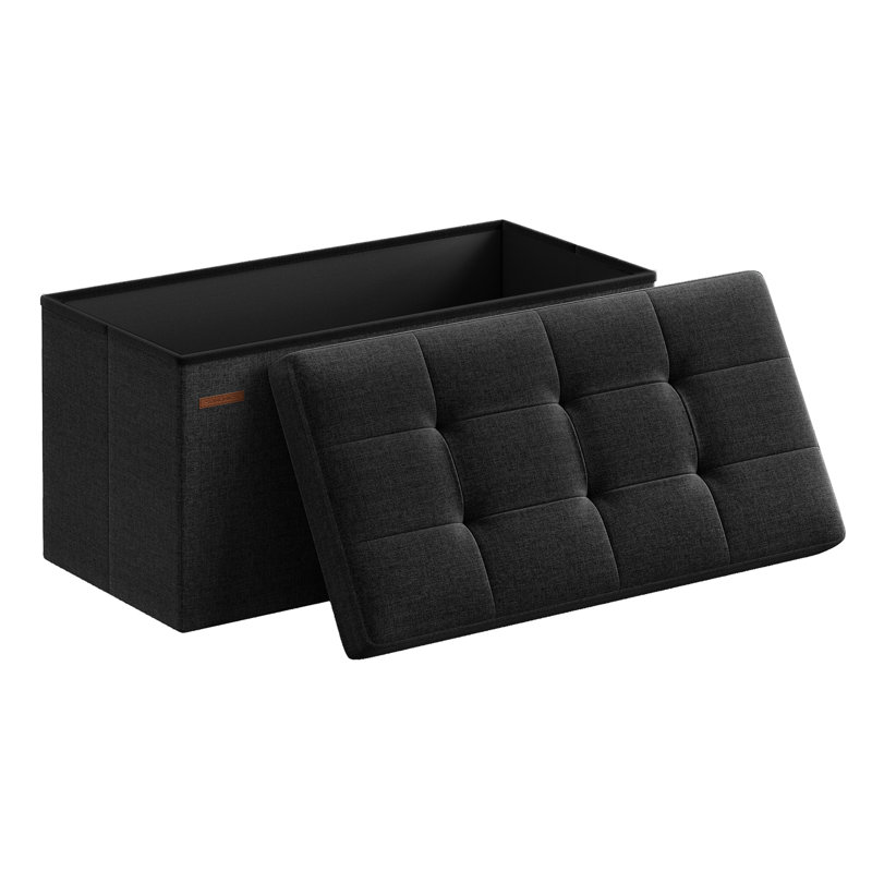 Russchelle 76cm Wide Rectangle Solid Colour Footstool Ottoman with Storage, Ink Black