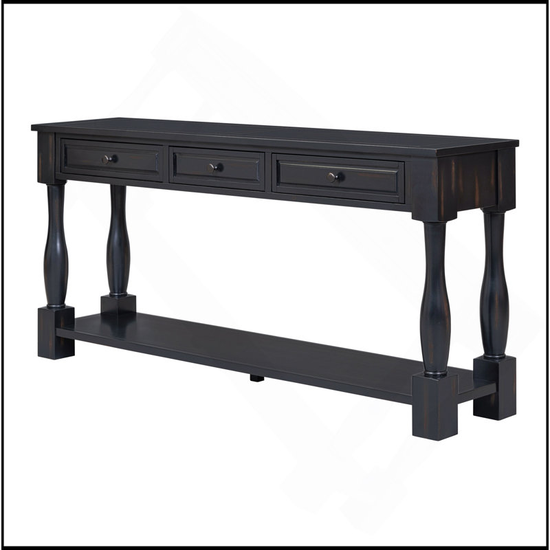 Console de 63 po de long avec tiroirs et tablette pour le hall d'entrée, le couloir et le salon, Espresso